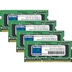 Global Memory 8GB 4 x 2GB DDR3 1600MHz PC3-12800 204-PIN SODIMM MINNE RAM KIT FÖR INTEL IMAC 27 TUM SENT 2012 SENT 2013