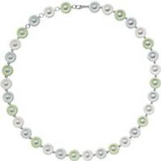 Georg Jensen Stine Goya Daisy Sterling Silver Green and White Enamel Necklace