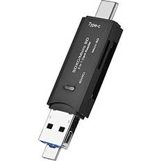 BeWinner 3 in 1 Memory Card Reader, USB3.1 USB C Multifunction Card Reader, USB C USB Micro USB Interface, Support SD/Micro SD, 3 Ports Universal Portable