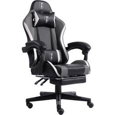 Gaming-Stühle Trisens Gaming Chair im Racing-Design mit flexiblen gepolsterten Armlehnen ergonomischer PC Gaming Stuhl in Lederoptik Gaming Schreibtischstuhl mit ausziehbarer Fußstütze und extra Stützkissen