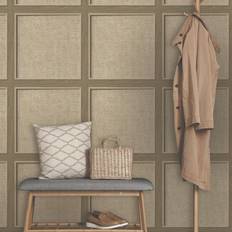 Wallpapers Rasch Bevelled panel Walnut Wallpaper Walnut Brown