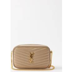 Saint Laurent Sac bandoulière en cuir matelassé à logo Lou mini beige ONE SIZE