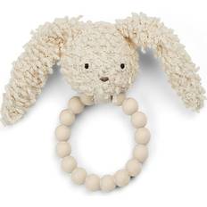 Kaninchen Babyspielzeuge Smallstuff Babyrassel, Rattle Silicone Ring, Rabbit, Off. White Bouclé