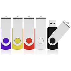 Kootion 16GB USB Stick 5 Pack, 16GB Flash Drive Thumb Drives Memory Stick Jump Drive Swivel Pen Drive with LED Light for