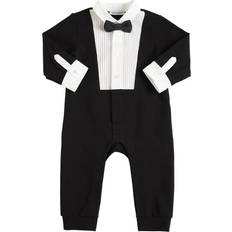 Schwarz Playsuits Dolce & Gabbana Spielanzug Aus Baumwollinterlock Mit Druck Schwarz 6-9M