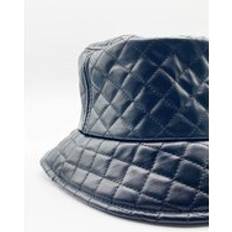 Leather Hats SVNX Emerald Quilted PU Leather Bucket Hat In Black One