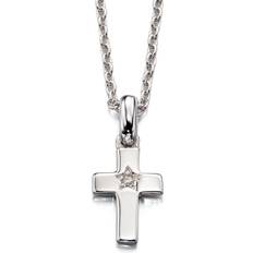 Little Star Little Star Silver Grace Diamond Cross Necklace