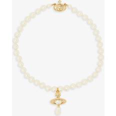 Vivienne Westwood Gold Plated Necklaces Vivienne Westwood One row pearl drop choker GOLD-PEARL-MULTI