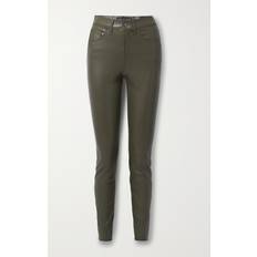 Veronica Beard Debbie Skinny-Leg Cropped Vegan Leather Pants LODEN