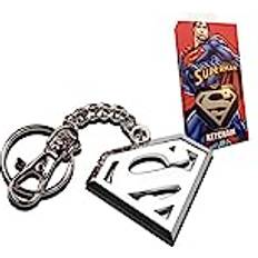 DC Comics Superman Stainless Steel Logo Keychain - Silver