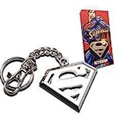 Superman Stainless Steel Logo Keychain - Silver