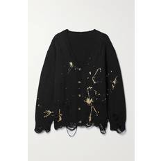 Gold Cardigans R13 R13 Cardigan Aus Baumwolle Mit Distressed-details Und Farbsprenkeln Schwarz