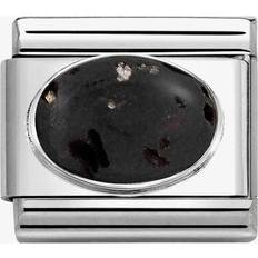 Matte Charms & Pendants Nomination Classic Silver Lava Stone Charm