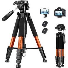 Victiv Victiv Kamerastativ, lätt aluminiumstativ för resor, DSLR-stativ med 3-vägs svängbart huvud för 360 graders panoramafotografering för DSLR, YouTube, levnadsvlog, 183 cm 72 tum orange