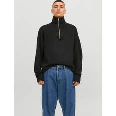 Jack & Jones Återvunnet material Överdelar Jack & Jones – Svart tröja oversize med 1/4-lång dragkedja-Svart/a