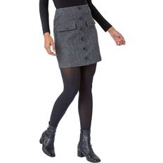 Women Skirts Roman Tweed Look Button Stretch Skirt Charcoal