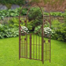 Panacea Rosette Round Metal Garden Arch with Gate