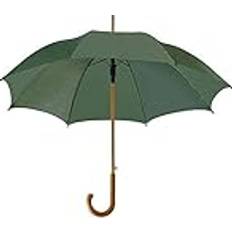Green Umbrellas eBuyGB Automatischer klassischer Regenschirm aus Holz mit gebogenem Griff, grün Grün 1270309