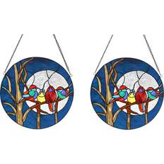 J&Y Set of 2 Round Bird Hanging Garden Deco