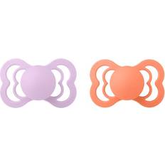 Bibs napp Supreme latex 2-pack 6 mån, papaya/violet sky