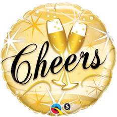 Gold Latex Balloons Qualatex Foil Balloon with Cheers Starbursts Design Gold One Size