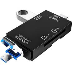 Retoo Retoo kortläsare USB-adapter Micro SDXC, SDHC, kortläsare Highspeed OTG, USB 3.0/USB C, kompatibel med Windows, Mac, Android, minneskort-adapter, TF och UHS-I-kort, svart