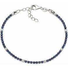 Womens Tennis Bracelet 925% Silver Blue Stones