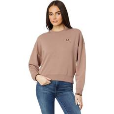 Fred Perry Women Sweaters Fred Perry Tipped Sweatshirt Dark Pink Women's Clothing Pink US 12