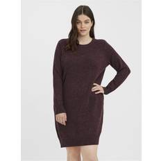 Vero Moda CURVE Women's VMDOFFY LS O-Neck Dress GA NOOS Curve Kleid, Winetasting/Detail:W. Melange, XL-52/54