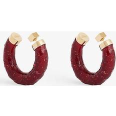 Womens Red Jam Resin Brass-plated Enamel Earrings