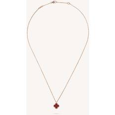 Van Cleef & Arpels Womens Pink Gold Sweet Alhambra Gold and Carnelian Necklace