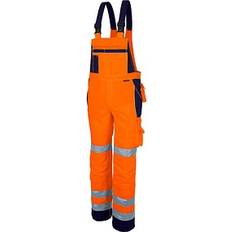 Orange Arbeitsoveralls Qualitex QUALITEX unisex Warnschutz-Latzhose orange, marine Größe