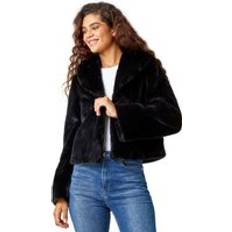 Roman Collared Faux Fur Coat Black