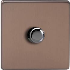 Red Electrical Outlets & Switches Varilight JDYP401S.BZ Screwless Brushed Bronze 1 Gang 2-Way Push-On/Off LED Dimmer 0-120W V-Pro