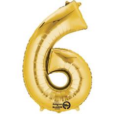 Anniversary Latex Balloons Amscan Mayflower Distributing 34 Gold Number 6 Shape Party Balloon