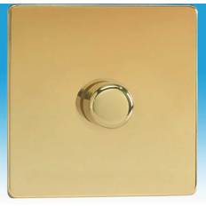 Red Dimmers Varilight JDVP401S Screwless Polished Brass 1 Gang 2-Way Push-On/Off LED Dimmer 0-120W V-Pro