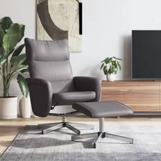 Relaxsessel vidaXL Relaxsessel Mit Fußhocker Grau Kunstleder Sessel