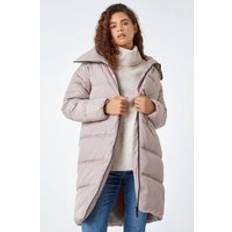 Long Coats Roman Longline Padded Coat in Taupe