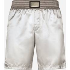 Dolce & Gabbana Grey Swimwear Dolce & Gabbana Mid-length swim trunks with bands and logo tag