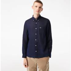 Lacoste Herre Skjorter Lacoste Men’s Linen Shirt 17½ Navy Blue