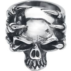 Herre Ringer etNox hard and heavy Goth Ring Claw Skull Herrer sølvfarget