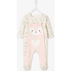 9-12M Jumpsuits Vertbaudet Mädchen Baby Strampler mit Tiermotiv hellbeige geblümt fuchs