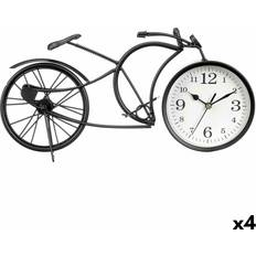 Metal Relojes de Mesa Gift Decor Bicicleta Negro Metal 40 x 19.5 x 7 cm (4 Unidades) Reloj de Mesa