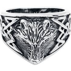 Herre - XL Ringe Etnox Ring Wolf's Head Herrer sølvfarvet