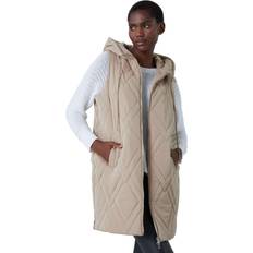 Beige Vests Roman Diamond Quilted Hooded Gilet Beige