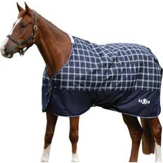 Defiant Standard-Neck Lightweight Horse Turnout Rug - Grey/Dark Blue