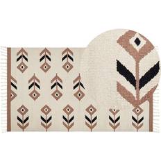 Kelimmattor Beliani Cotton Kilim Area Rug Black, Beige cm