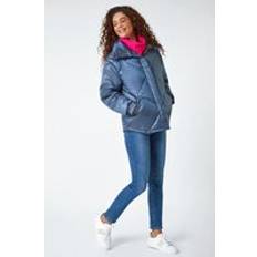 Steel Outerwear Roman Diamond Quilted Puffer Coat Pale Blue