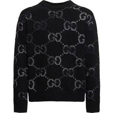 Gucci Overdele Gucci Logo Jacquard Wool Blend Sweater - Black