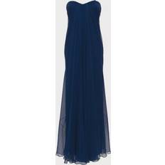 Long Dresses - XXS Alexander McQueen Strapless draped silk chiffon gown blue